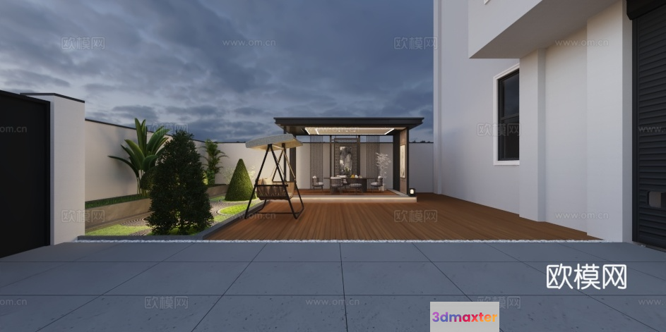 Modern Outdoor Space 3D Model - 10104 - VRAY Render