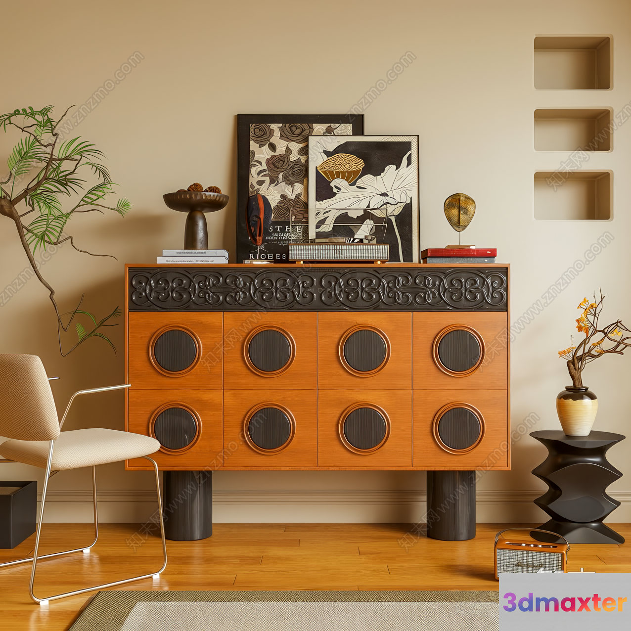 Mid-Century Modern Dresser 3D Model - 15265 - VRAY Render