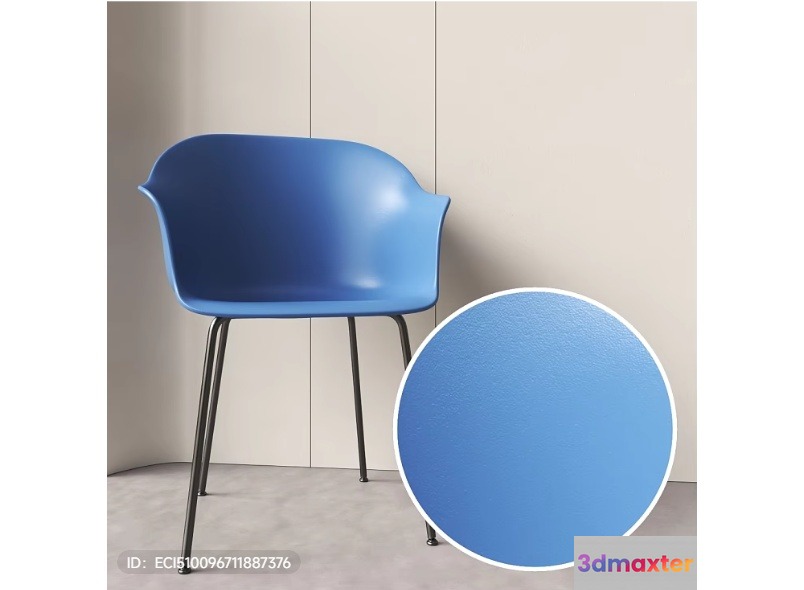 Blue Plastic Chair 3D Model - 1429 - VRAY Render
