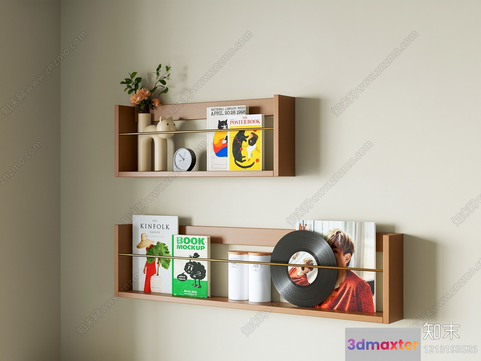 Minimalist Wooden Shelves 3D Model - 20461 - VRAY Render