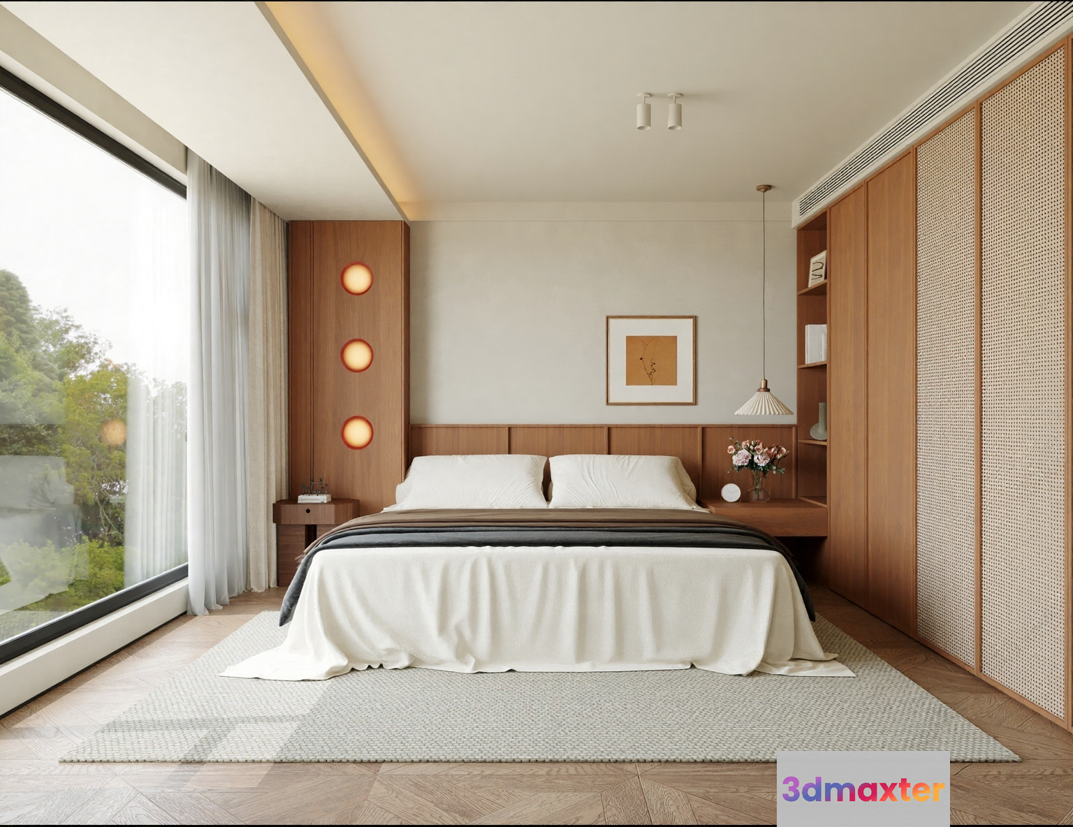 Modern Minimalist Bedroom 3D Model - 9877 - VRAY Render