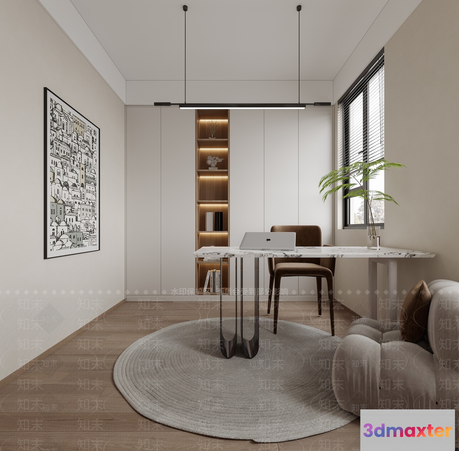 Modern Minimalist Office 3D Model - 13353 - VRAY Render