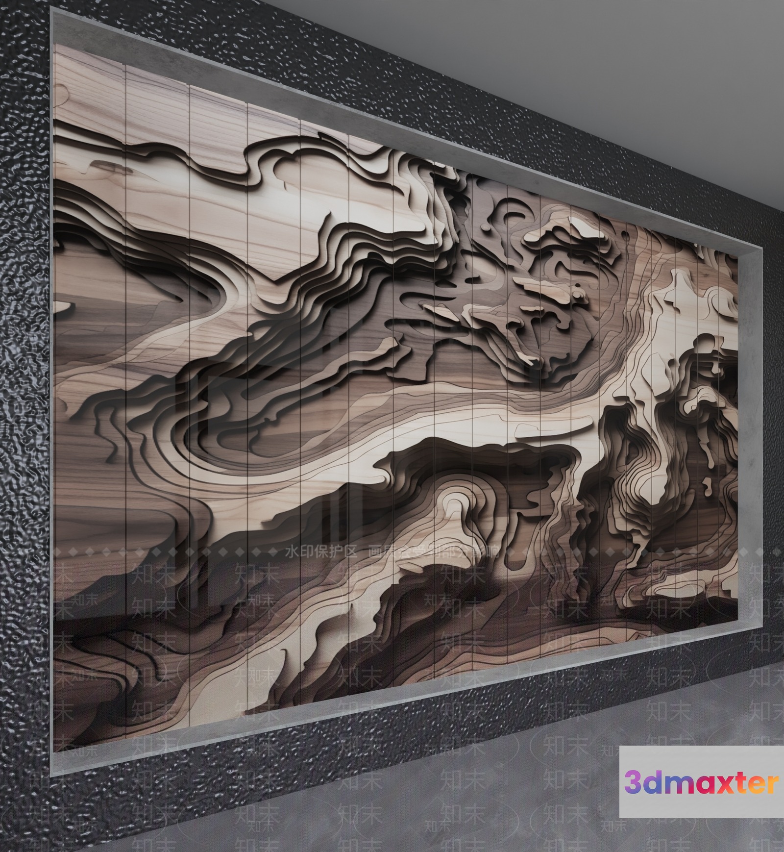 Modern Wood Art Piece 3D Model - 1649 - VRAY Render