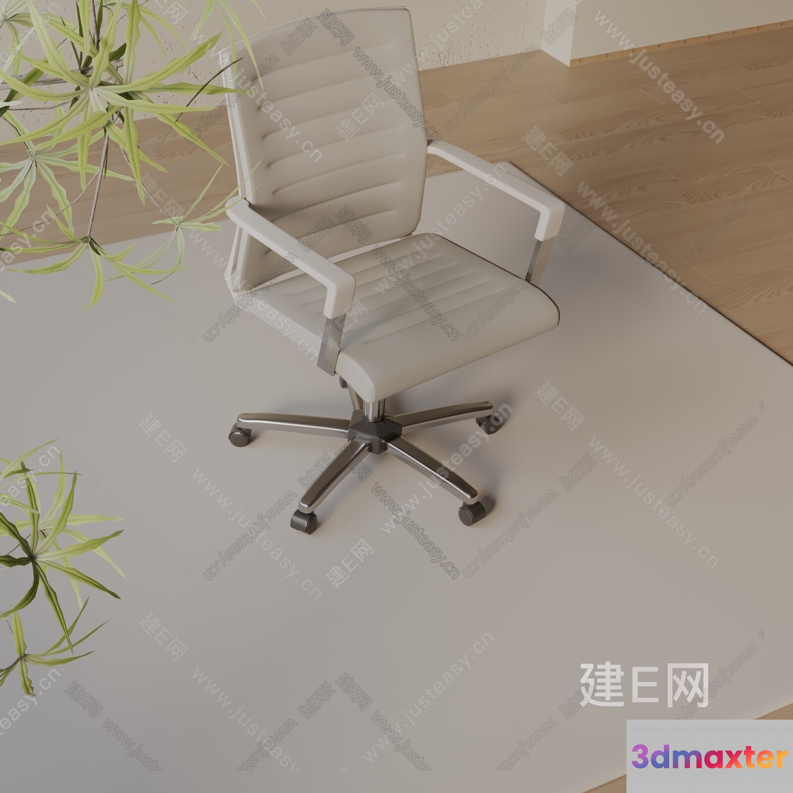 A White Office Chair 3D Model - 14953 - VRAY Render