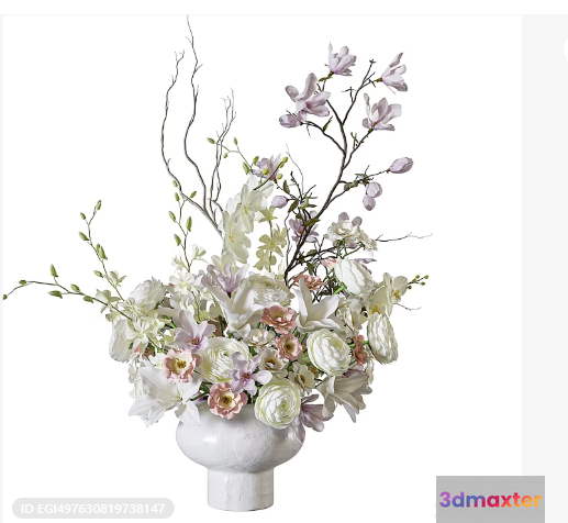 A White Flower Arrangement 3D Model - 7925 - VRAY Render
