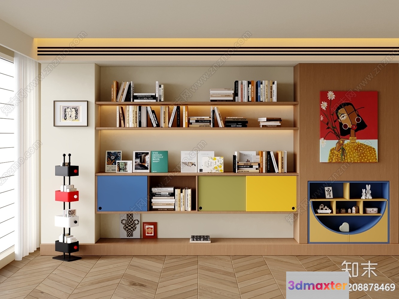 Modern Bookshelf 3D Model - 19464 - VRAY Render