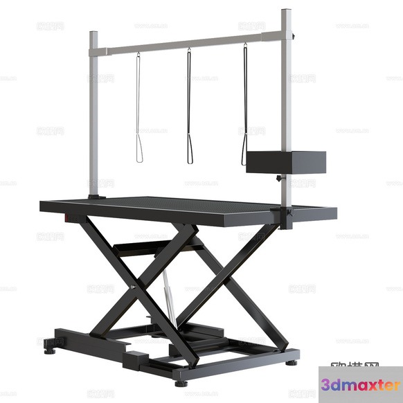 This Image Features A Black And Silver Table With A Metal Frame 3D Model - 17815 - CORONA Render