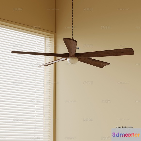 A Ceiling Fan With A Light Fixture 3D Model - 6005 - VRAY Render