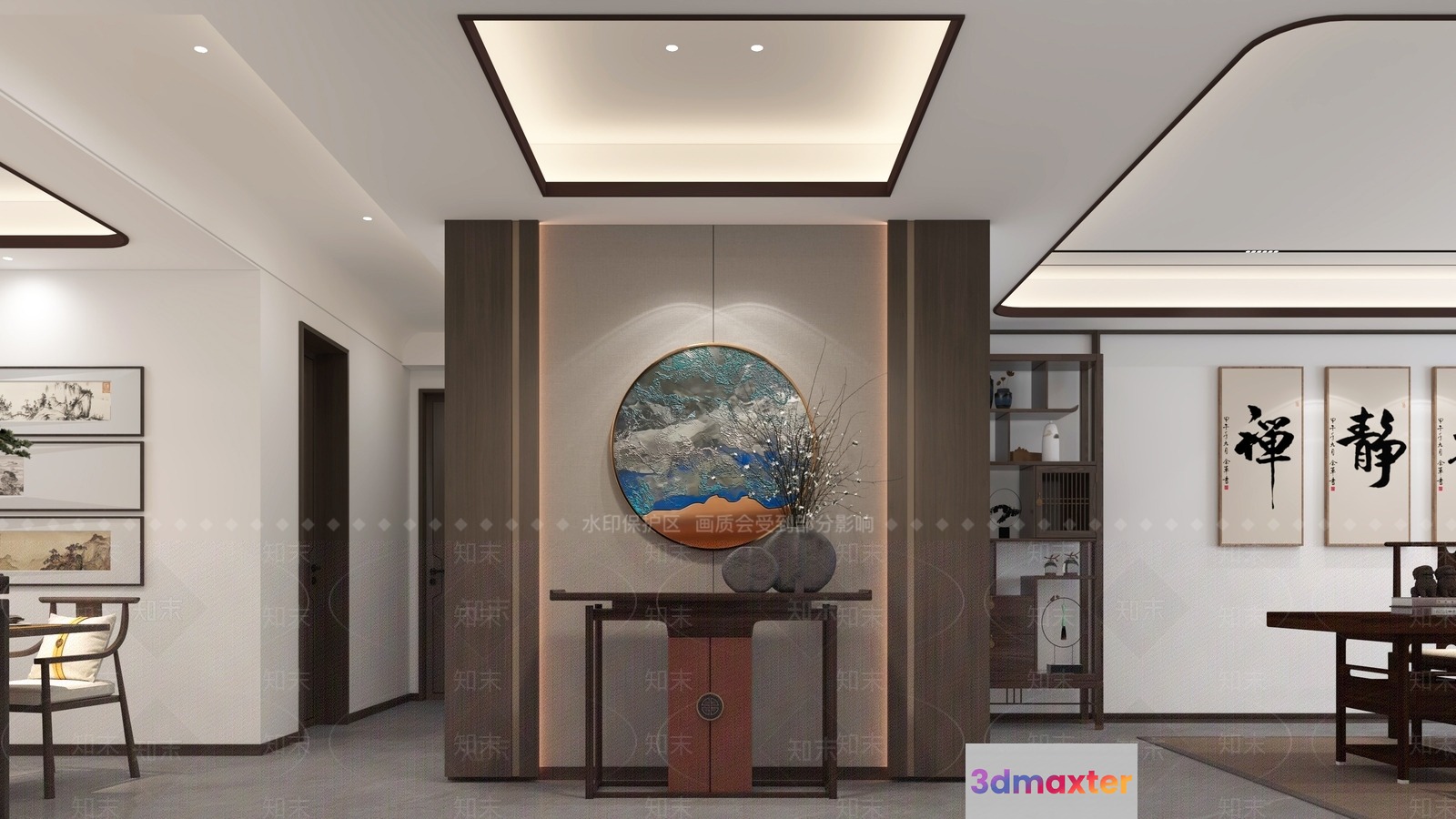 Modern Asian-Inspired Interior Design 3D Model - 6382 - VRAY Render