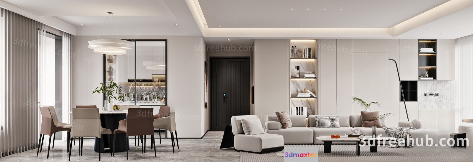 Modern Living Room 3D Model - 21509 - VRAY Render