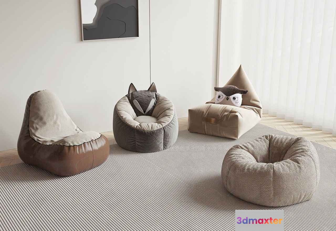 Modern Bean Bag Chairs 3D Model - 4383 - VRAY Render