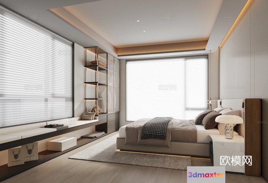 Modern Bedroom Design 3D Model - 9406 - VRAY Render