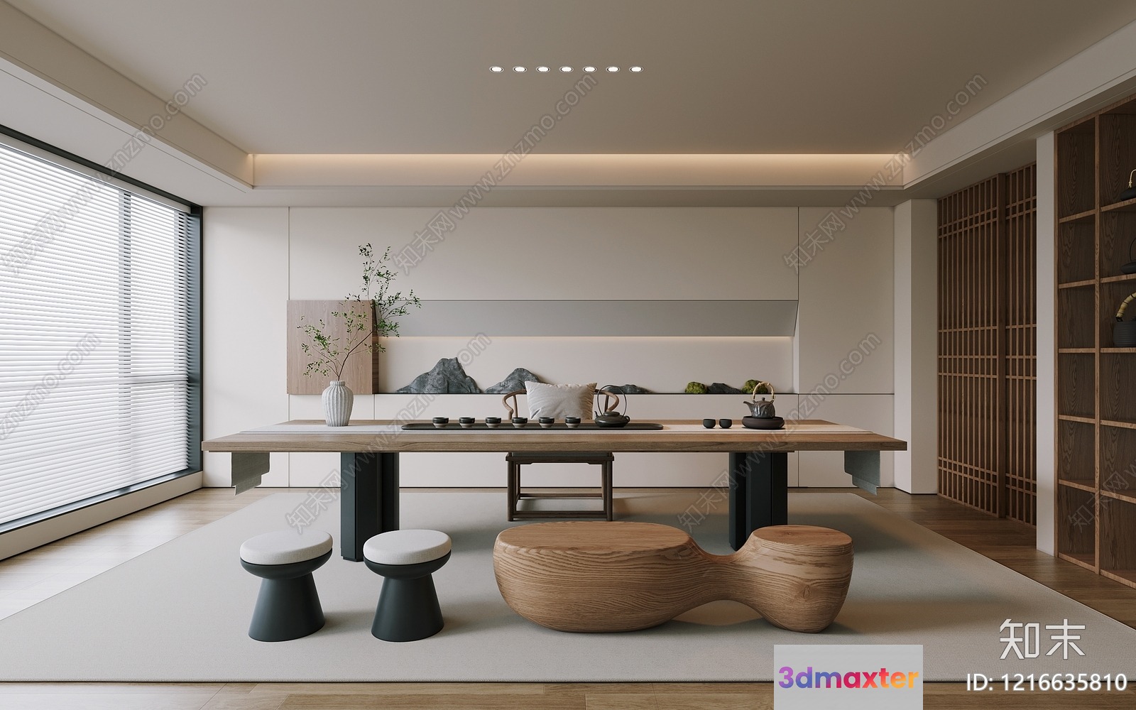 Modern Japanese-Style Living Room 3D Model - 15334 - VRAY Render