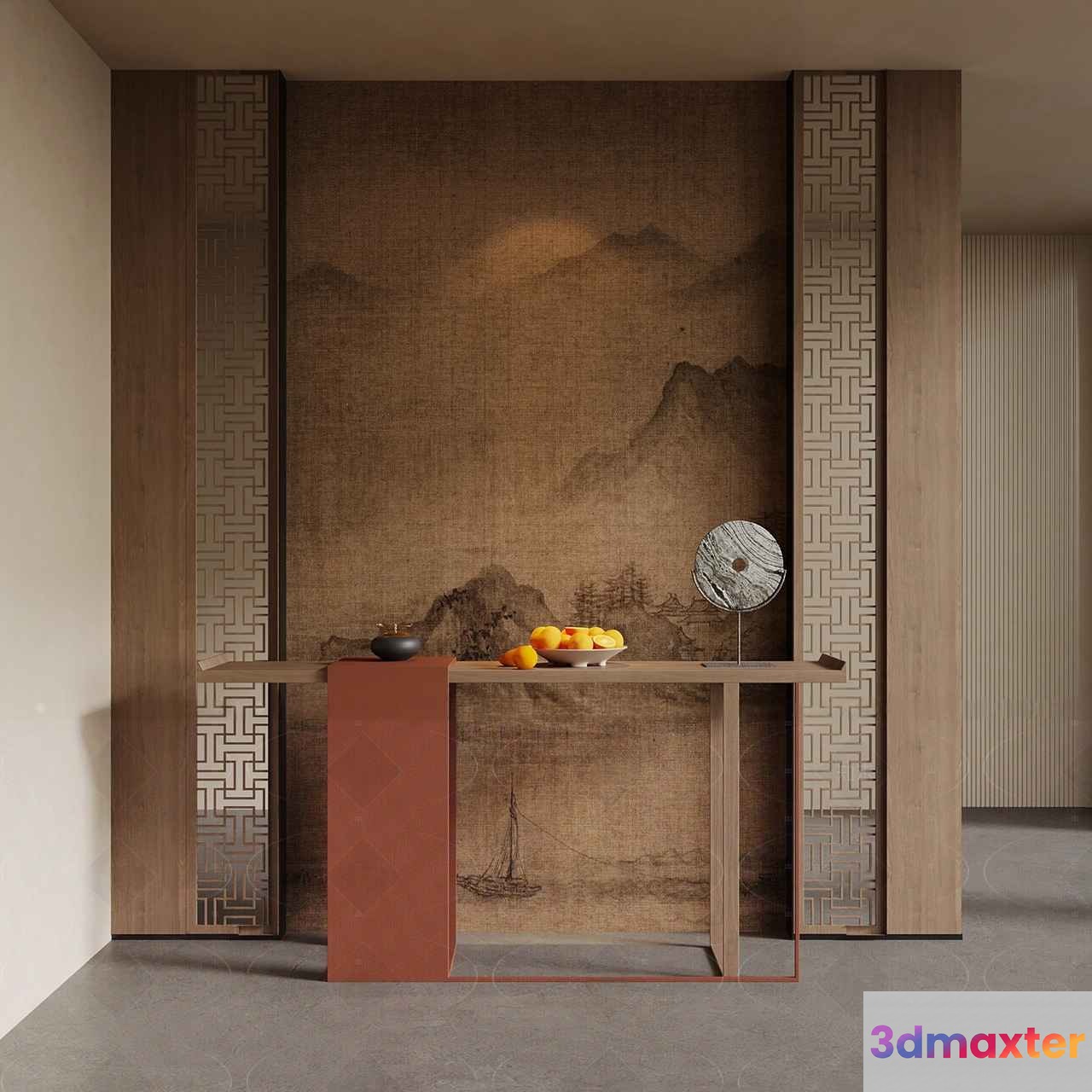 A Console Table With A Unique Design 3D Model - 10918 - VRAY Render