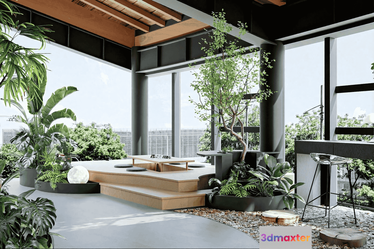 Modern Outdoor Space 3D Model - 18177 - VRAY Render