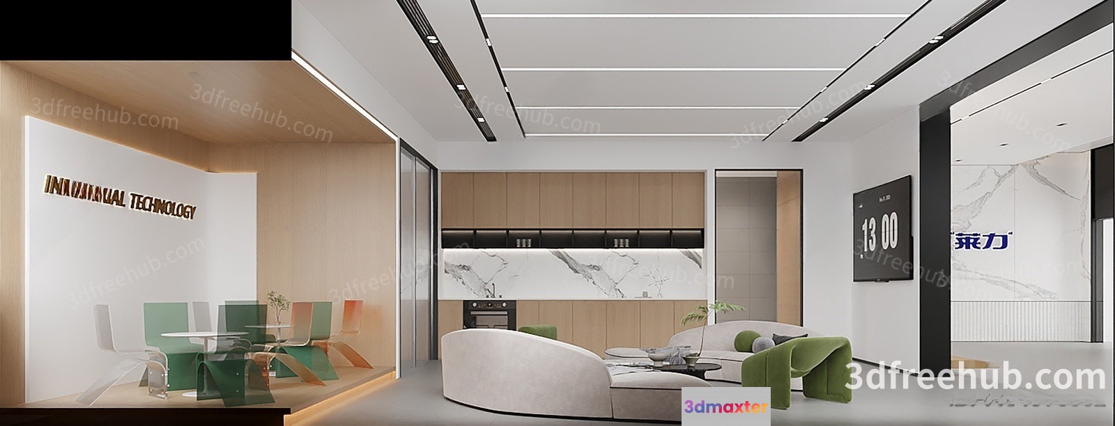 Modern Office Interior 3D Model - 18569 - VRAY Render