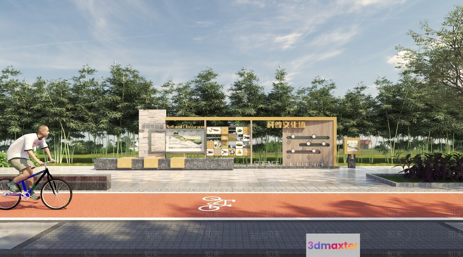 The Single Main Subject Is A Man Riding A Bike 3D Model - 13689 - VRAY Render