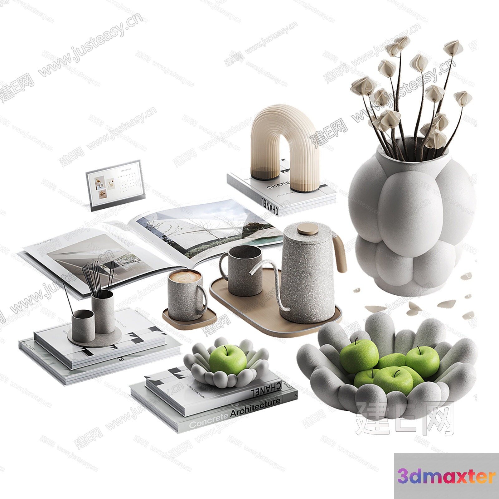 A Collection Of Modern Home Decor Items 3D Model - 5760 - VRAY Render
