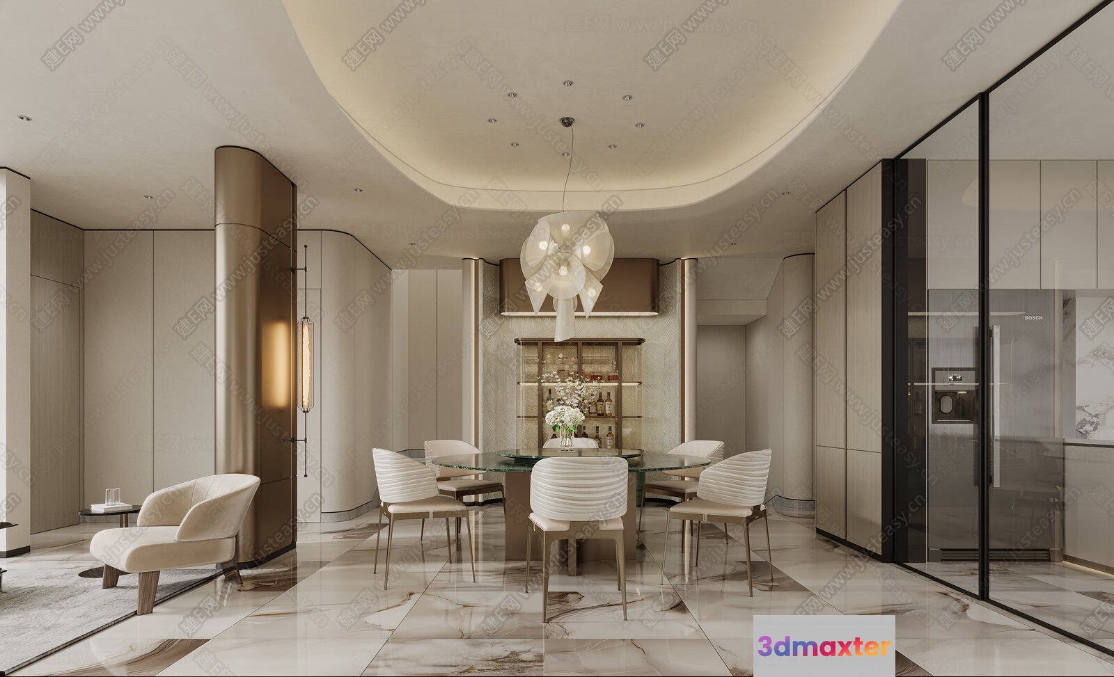 Modern Dining Room 3D Model - 5923 - CORONA Render
