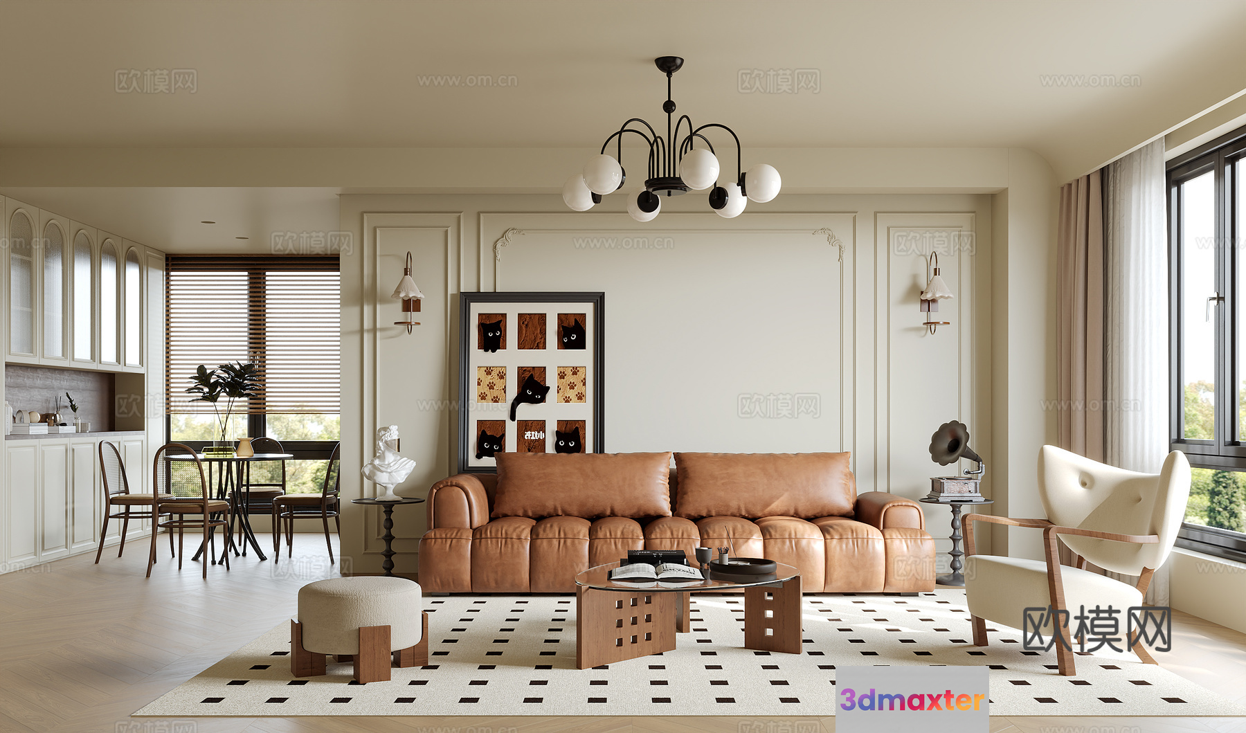 Modern Living Room 3D Model - 19531 - VRAY Render
