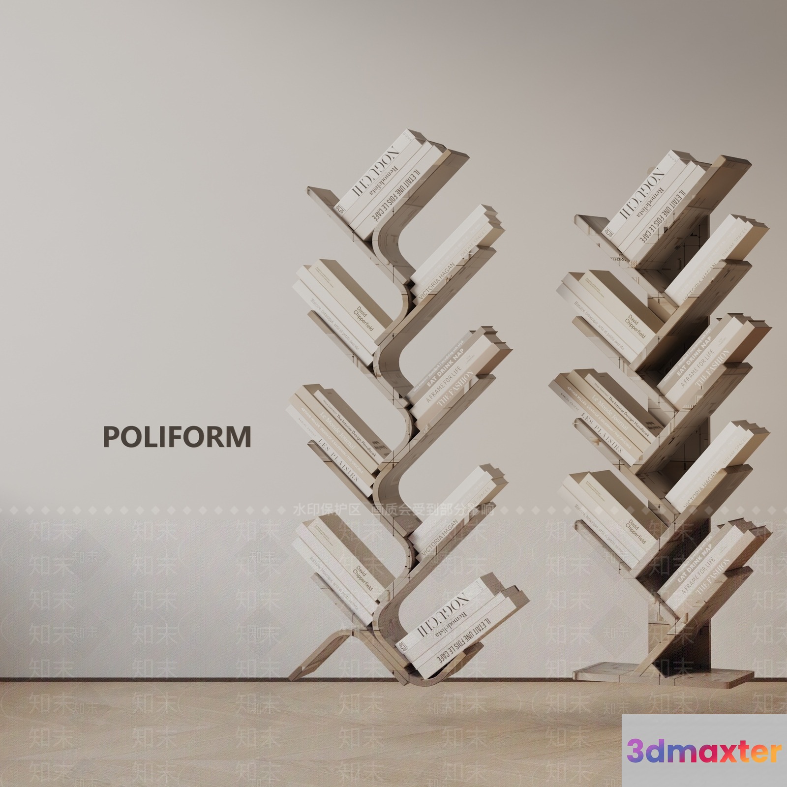 Modern Bookshelf 3D Model - 16405 - VRAY Render