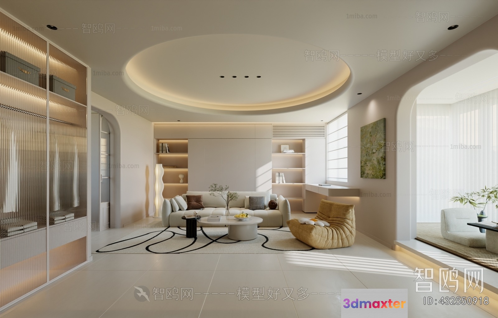 Modern Living Room 3D Model - 18517 - VRAY Render