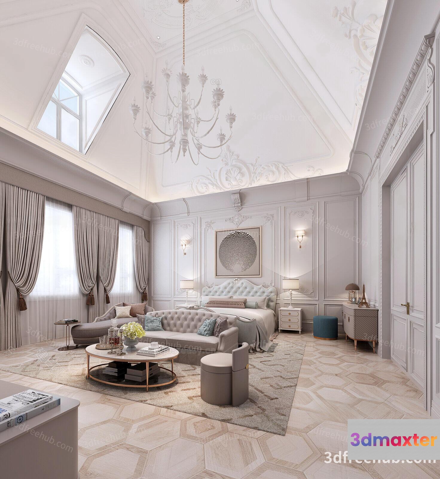 Modern Living Room 3D Model - 23609 - VRAY Render