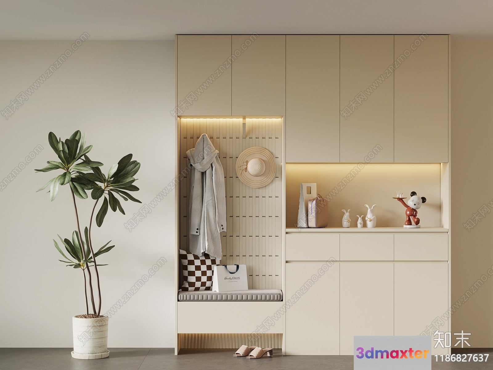 Modern Minimalist Shelf 3D Model - 842 - VRAY Render