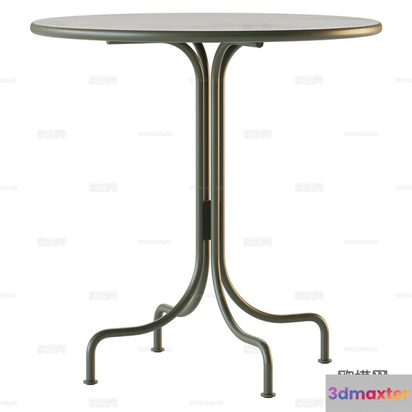 A Round Table With A Metal Base 3D Model - 15056 - CORONA Render