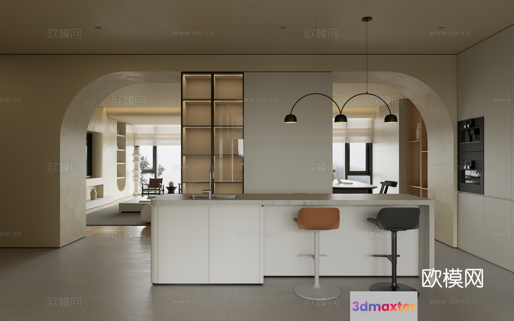 Modern Kitchen Island 3D Model - 19115 - VRAY Render