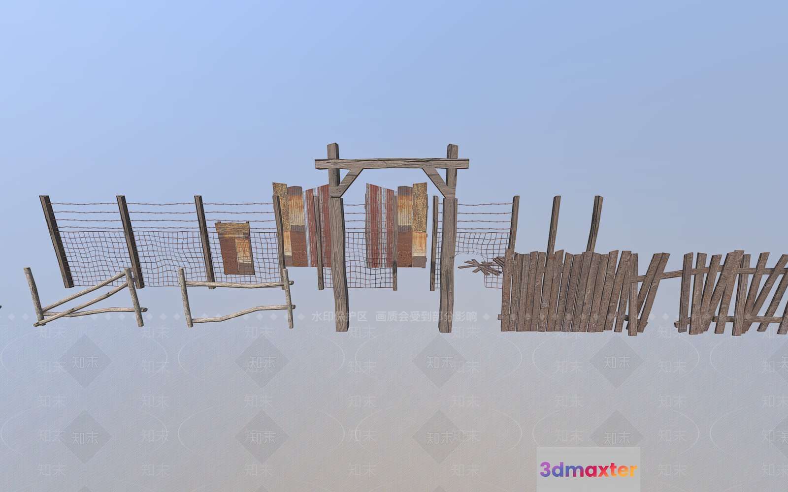 Rustic Wooden Fence 3D Model - 10880 - VRAY Render