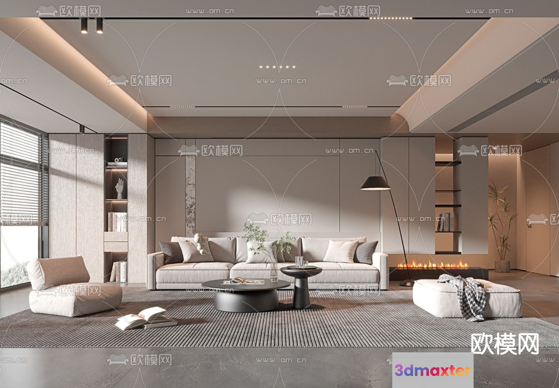 Modern Living Room 3D Model - 8339 - VRAY Render