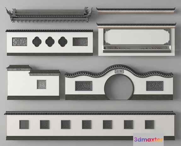 Asian Architectural Elements 3D Model - 12116 - VRAY Render