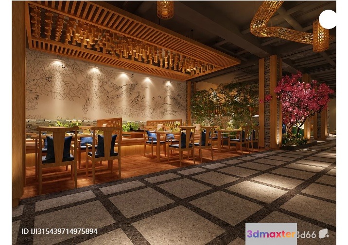 Modern Asian Restaurant 3D Model - 3682 - VRAY Render
