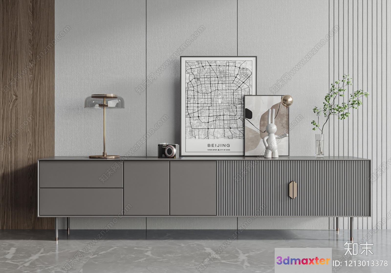 Modern Grey Sideboard 3D Model - 15241 - VRAY Render