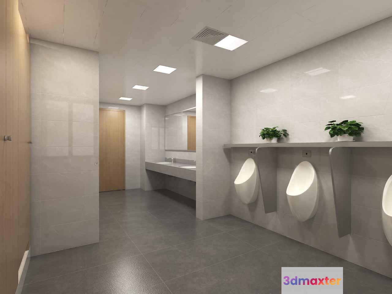 Modern Public Restroom 3D Model - 9397 - VRAY Render
