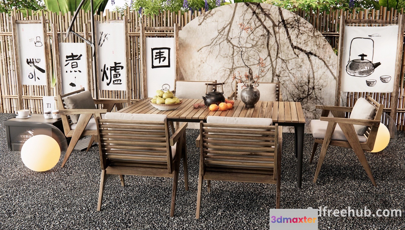 Outdoor Dining Table 3D Model - 22219 - VRAY Render