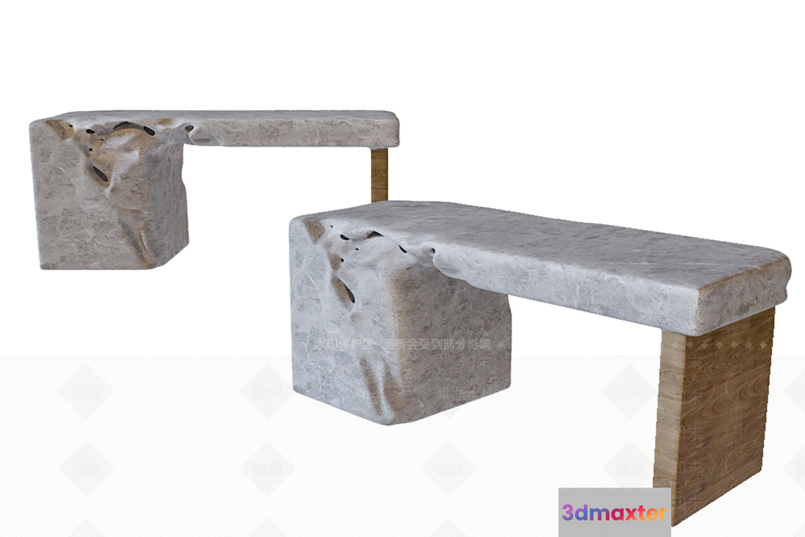 A Stone Bench 3D Model - 17421 - VRAY Render