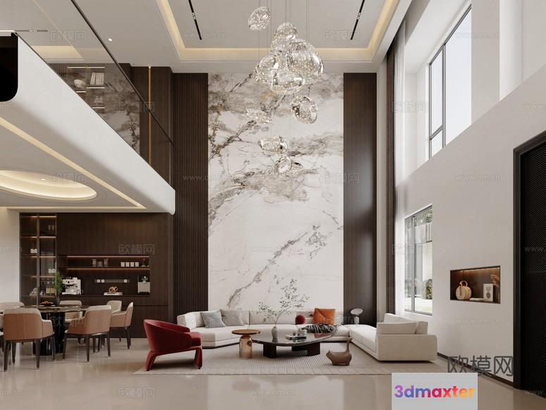 Modern Living Room 3D Model - 989 - VRAY Render