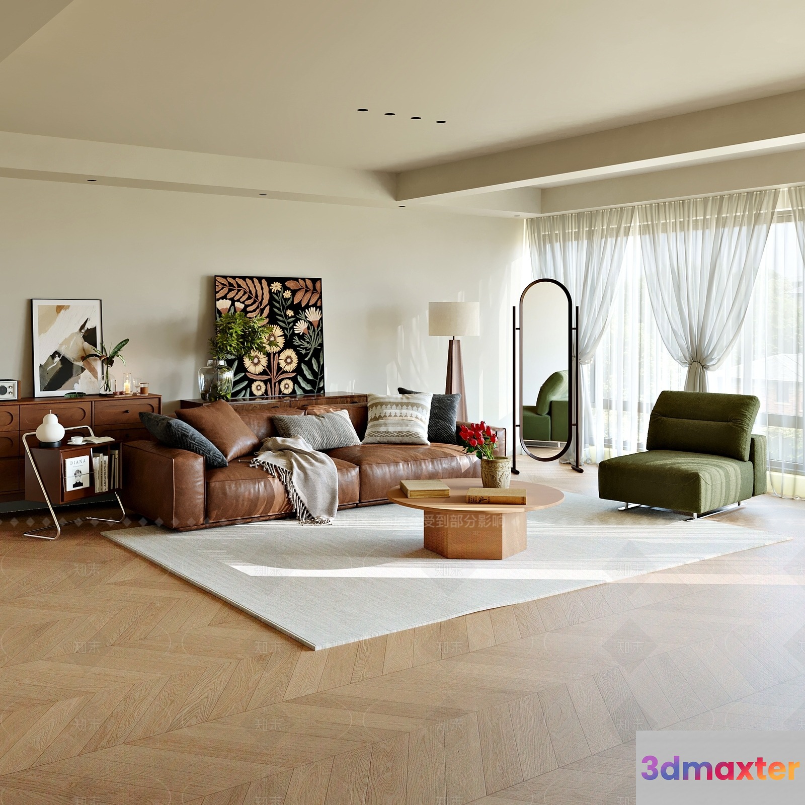 Modern Living Room 3D Model - 19758 - VRAY Render
