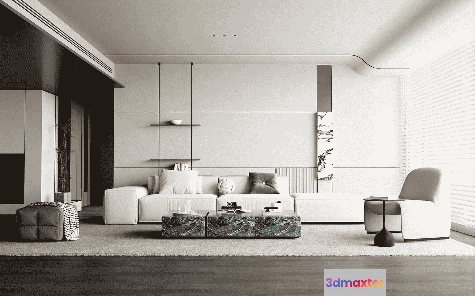 Modern Living Room 3D Model - 15394 - VRAY Render