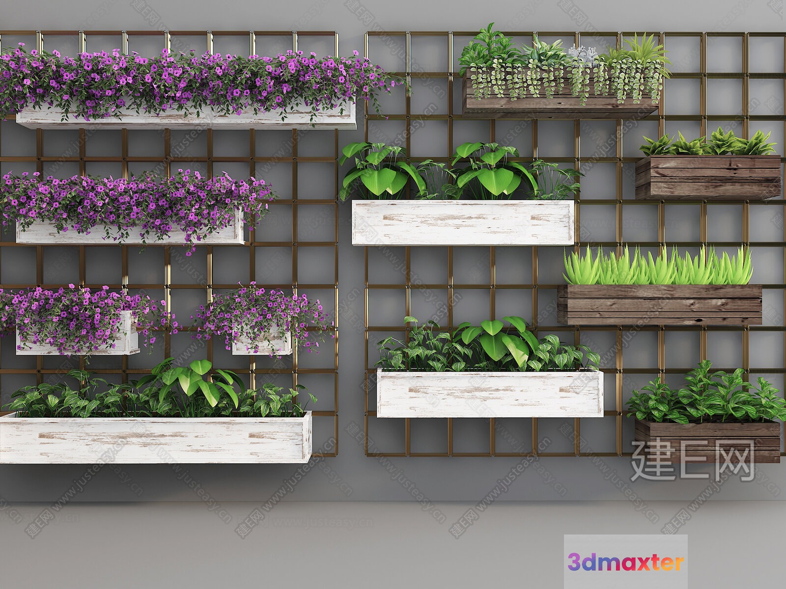 A Vertical Garden With Plants 3D Model - 3165 - VRAY Render