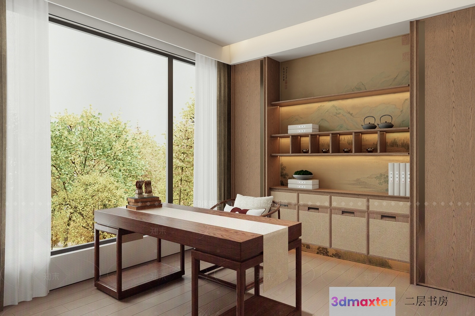 Modern Asian-Inspired Office 3D Model - 4407 - VRAY Render