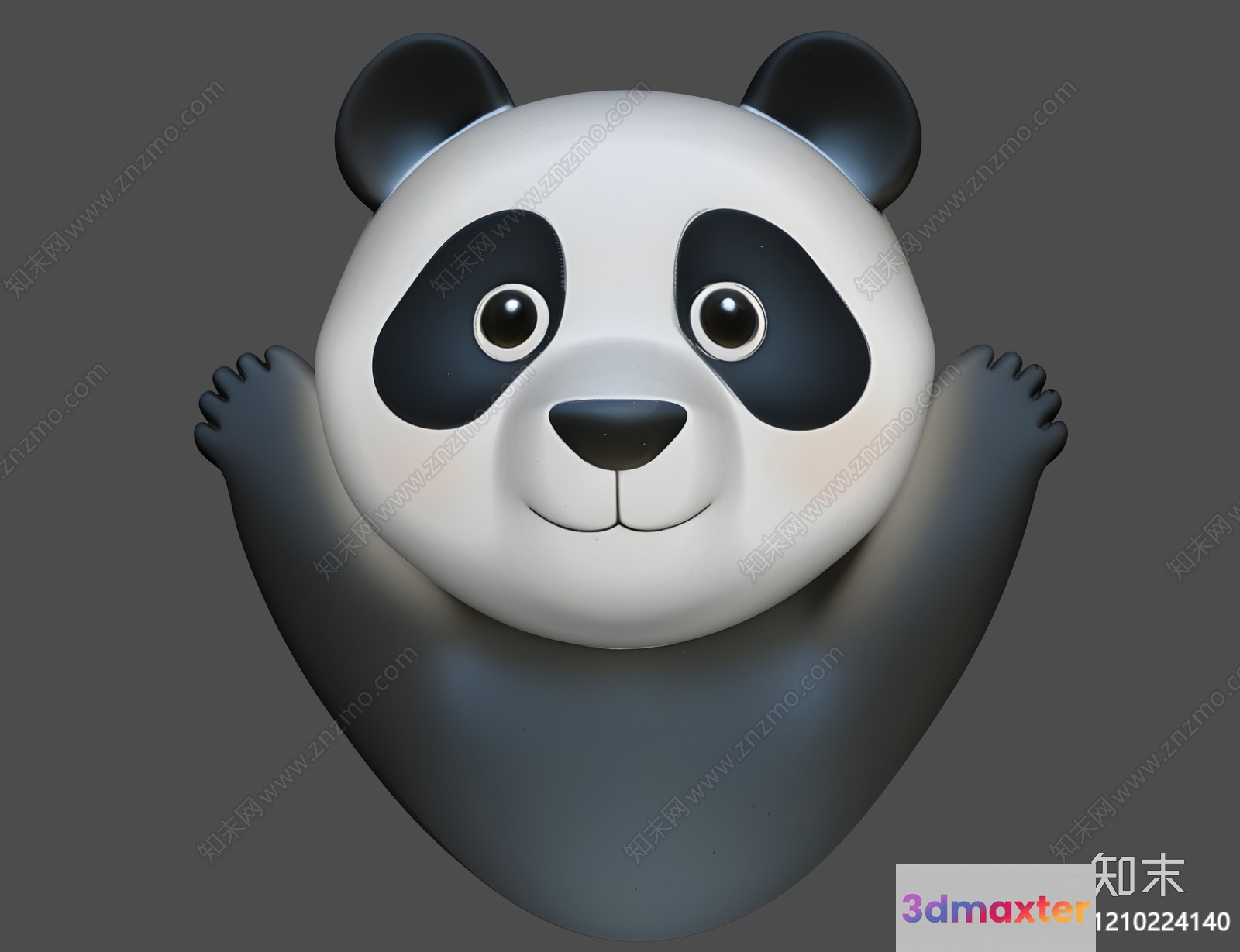 A Panda Bear Is Depicted In This Image 3D Model - 10939 - VRAY Render