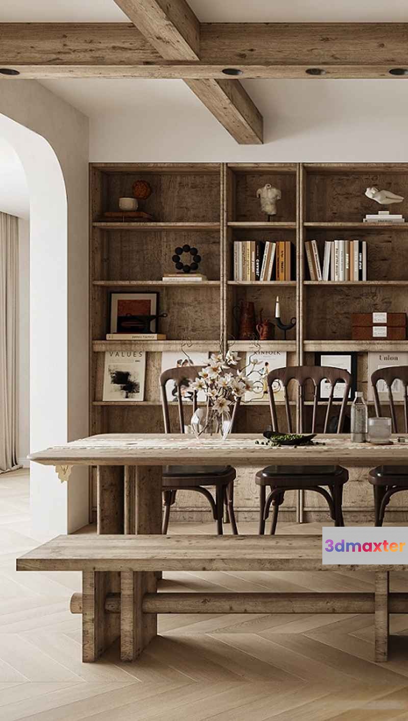 Wooden Dining Table 3D Model - 4379 - VRAY Render