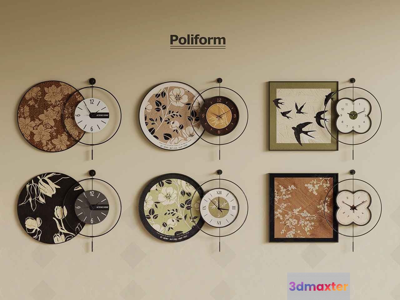 Modern Wall Clocks 3D Model - 7535 - VRAY Render