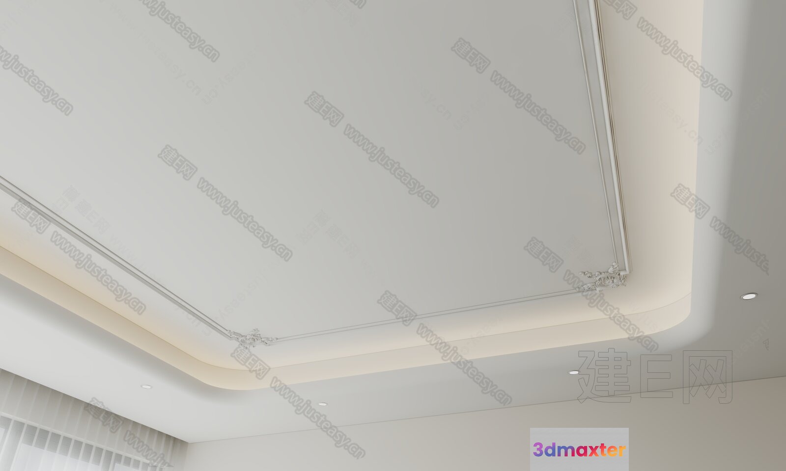 White Ceiling With Recessed Lighting 3D Model - 4655 - VRAY Render