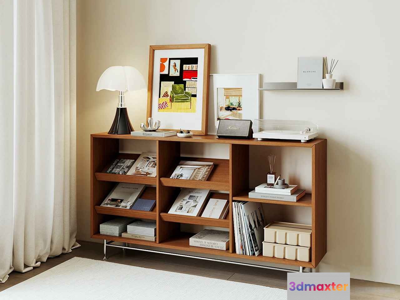 Modern Wooden Shelf 3D Model - 9395 - VRAY Render