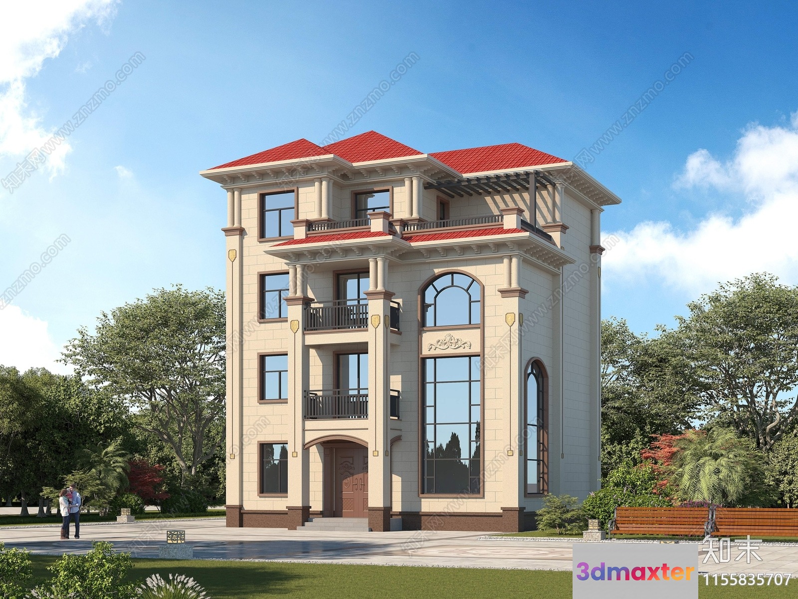 A Large Multi-Story Building 3D Model - 8155 - VRAY Render