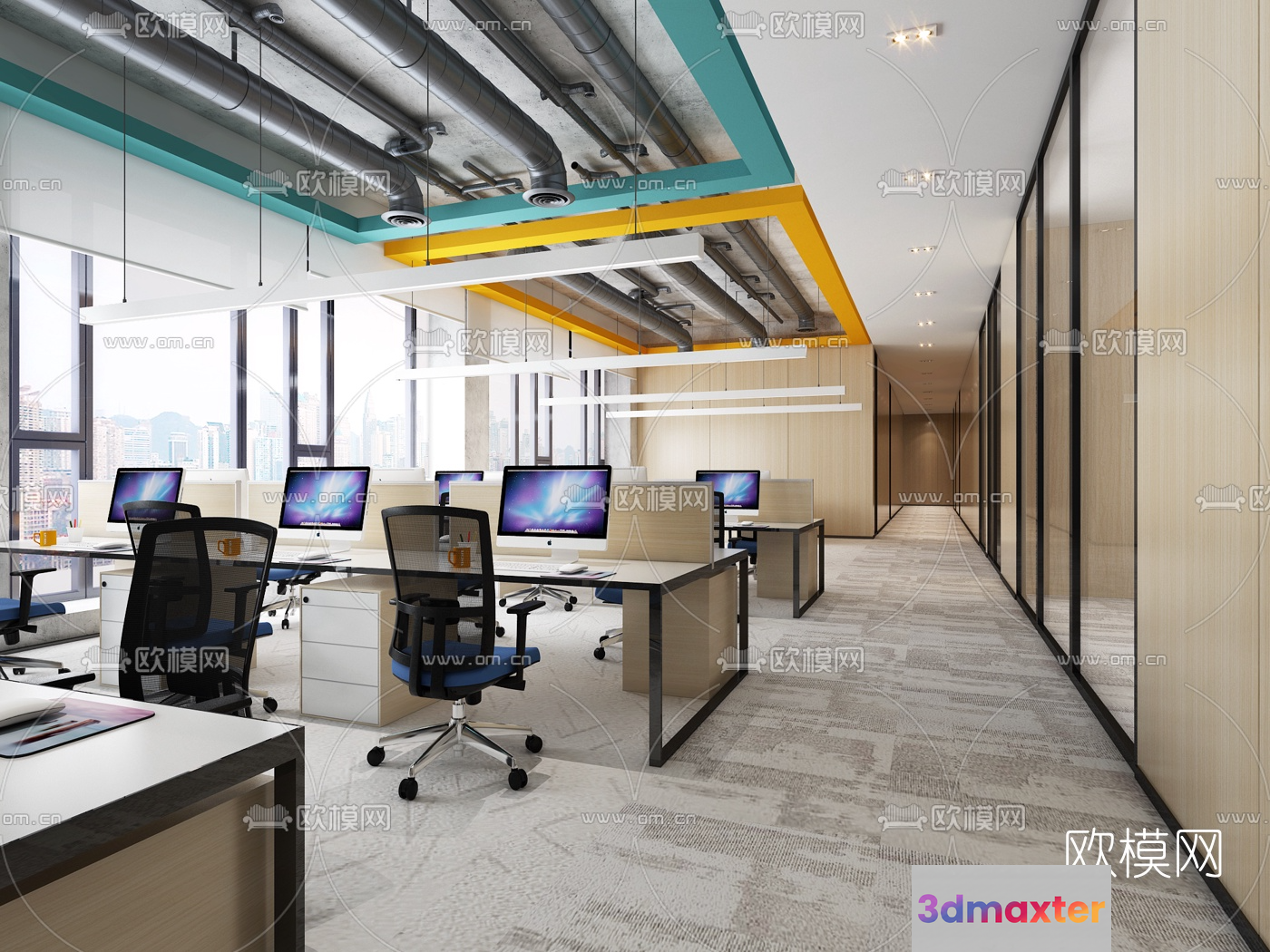 A Modern Office Space 3D Model - 17384 - VRAY Render